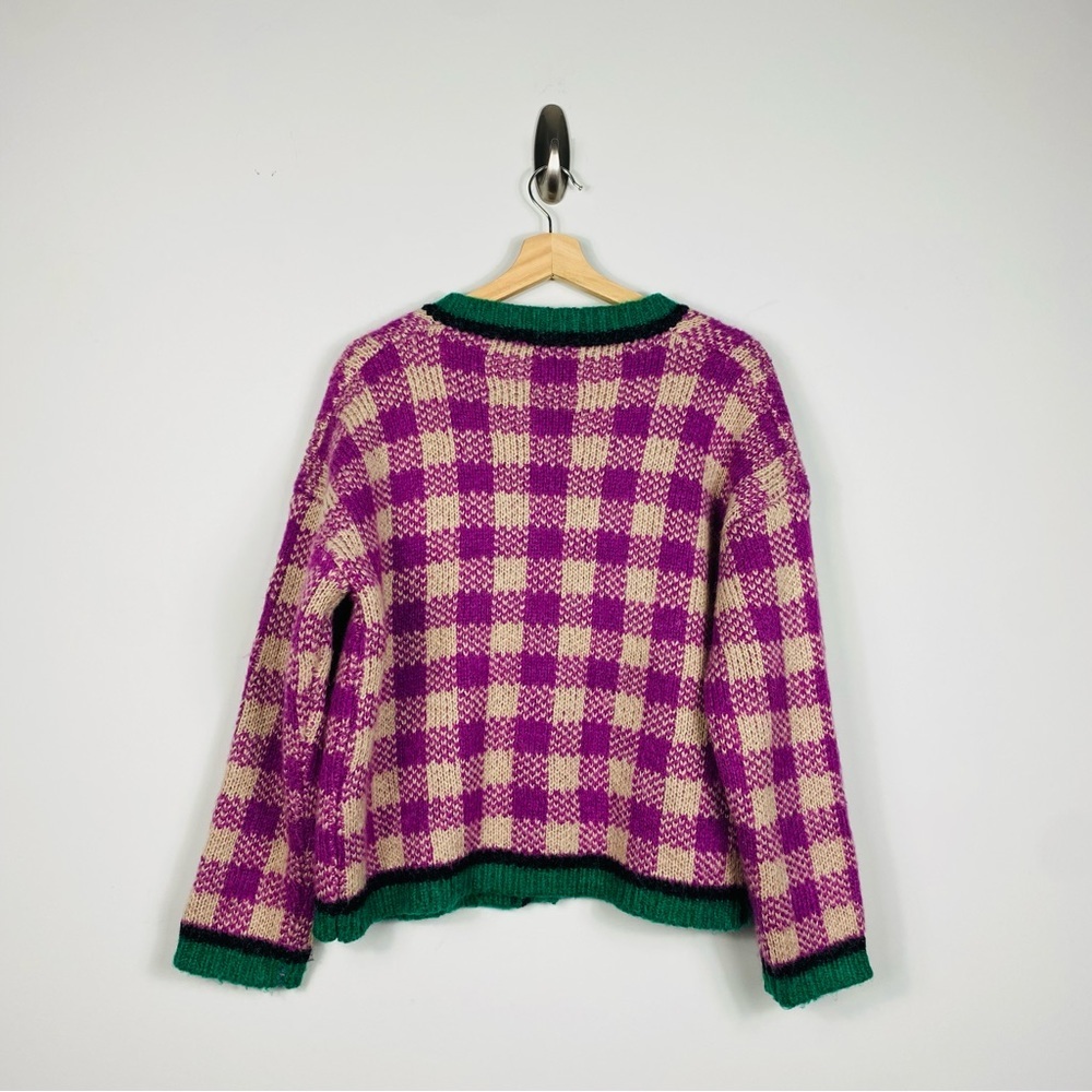 Color Contrast Plaid Knit Cardigans​ - Picture 4 of 4